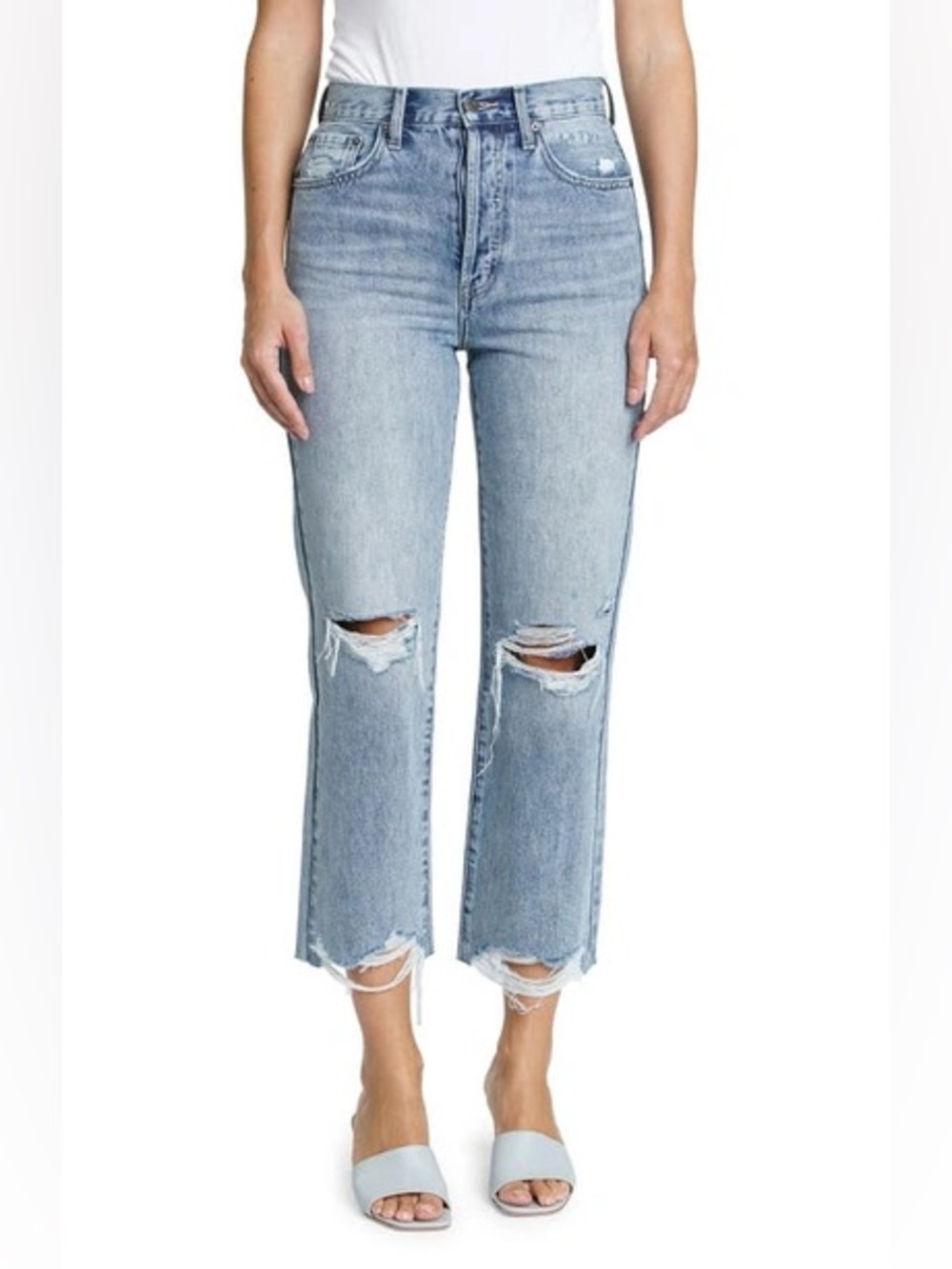 Pistola Cassie High Waist Ripped Crop Straight Leg Jeans Size 28